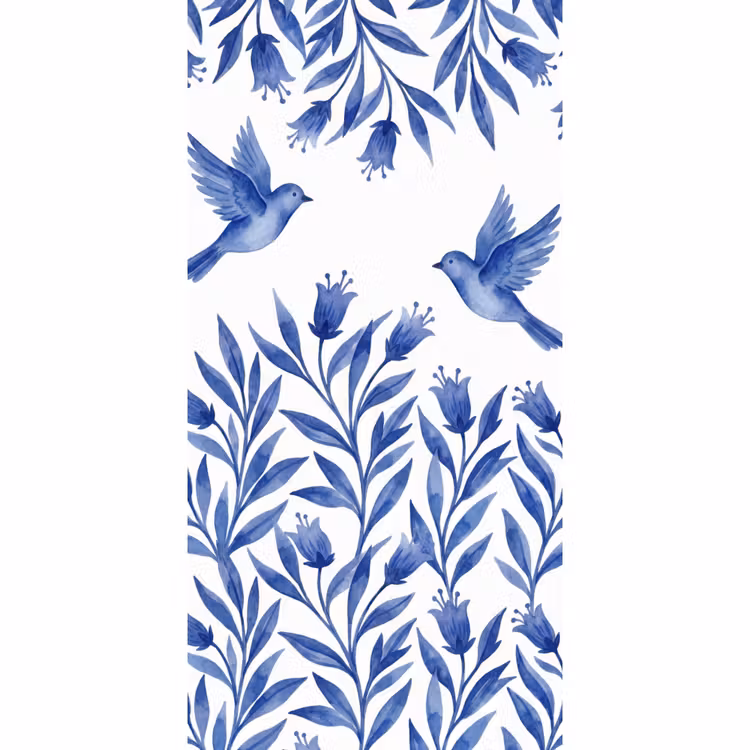 Behang - Modern - Vogels - Delfts - Blauw — 2