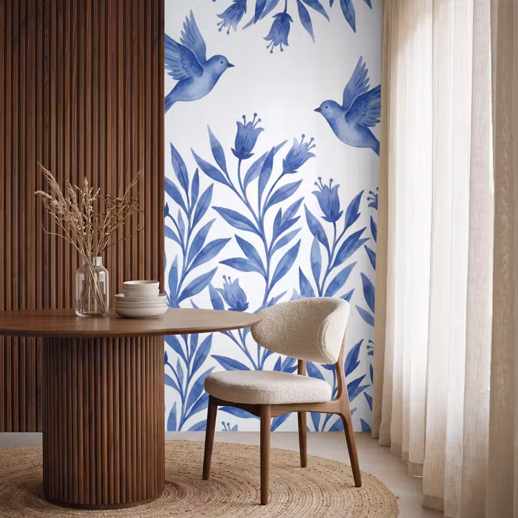 Behang - Modern - Vogels - Delfts - Blauw — 4