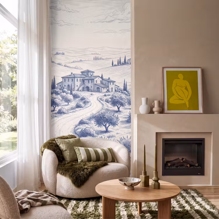 Behang - Rustiek - Landgoed - Blauw — 1
