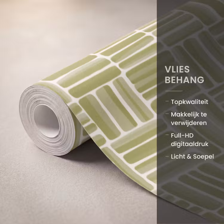 Behang - Vlecht - Patroon - Groen — 3