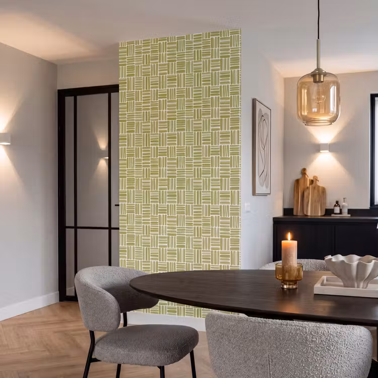 Behang - Vlecht - Patroon - Groen — 5