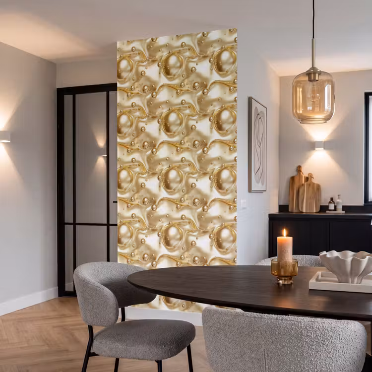 Behang - Vloeibaar - Druppels - Goud — 5