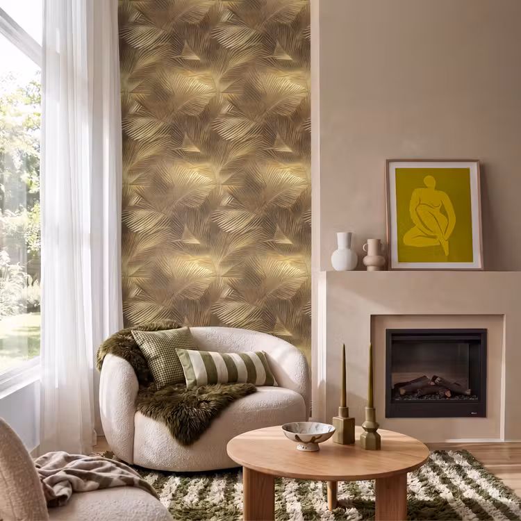 Behang - Palm - Waaier - Goud — 1