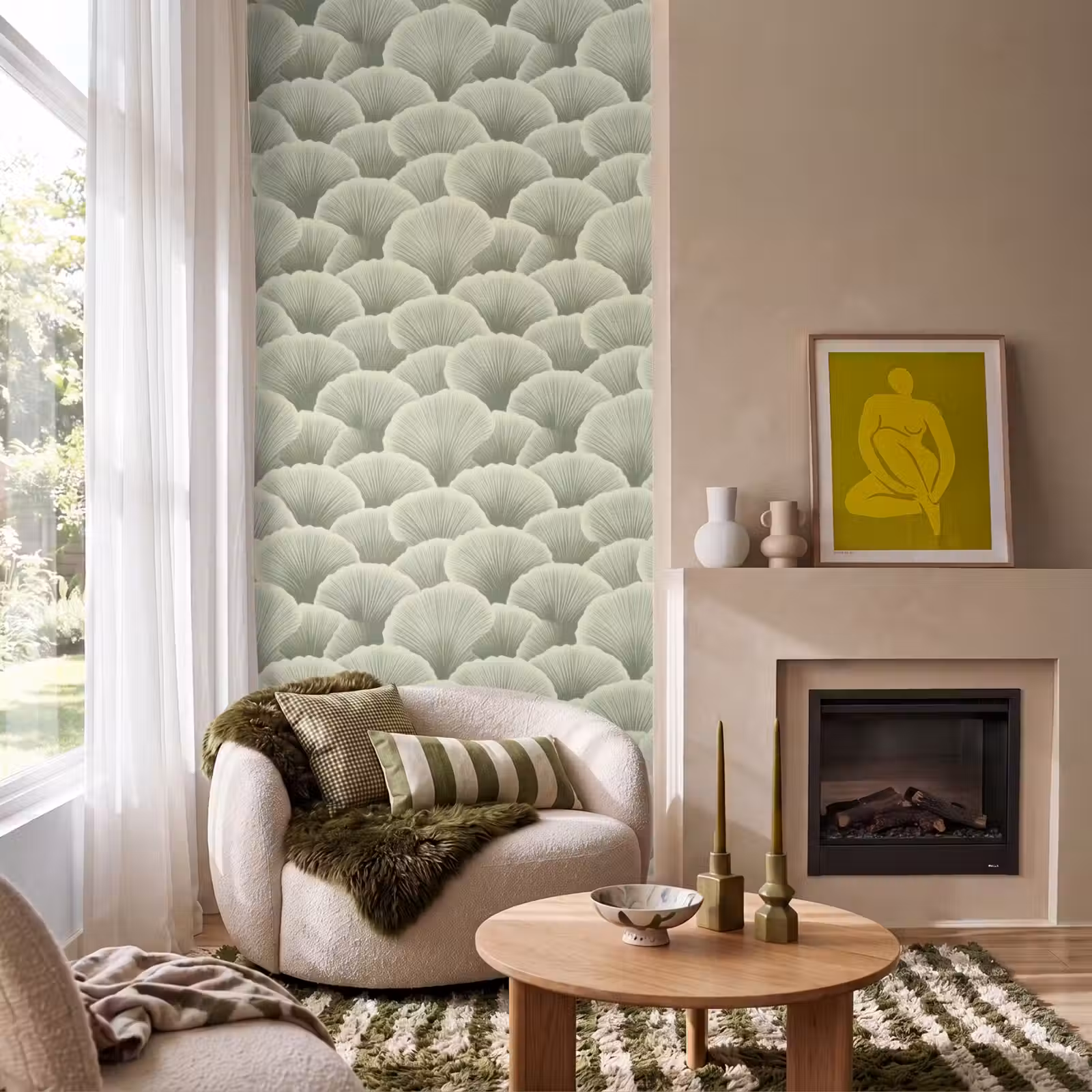 Behang - Waaier - Blad - Groen — 1