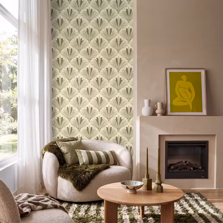 Behang - Klassiek - Waaier - Groen — 1