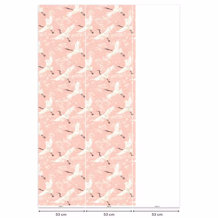 Behang - Kraanvogels - Bloesem - Roze — 6