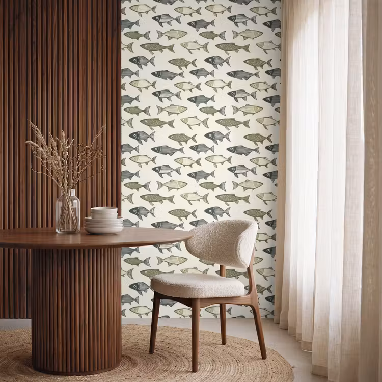 Behang - Vissen - Klassiek - Groen — 4