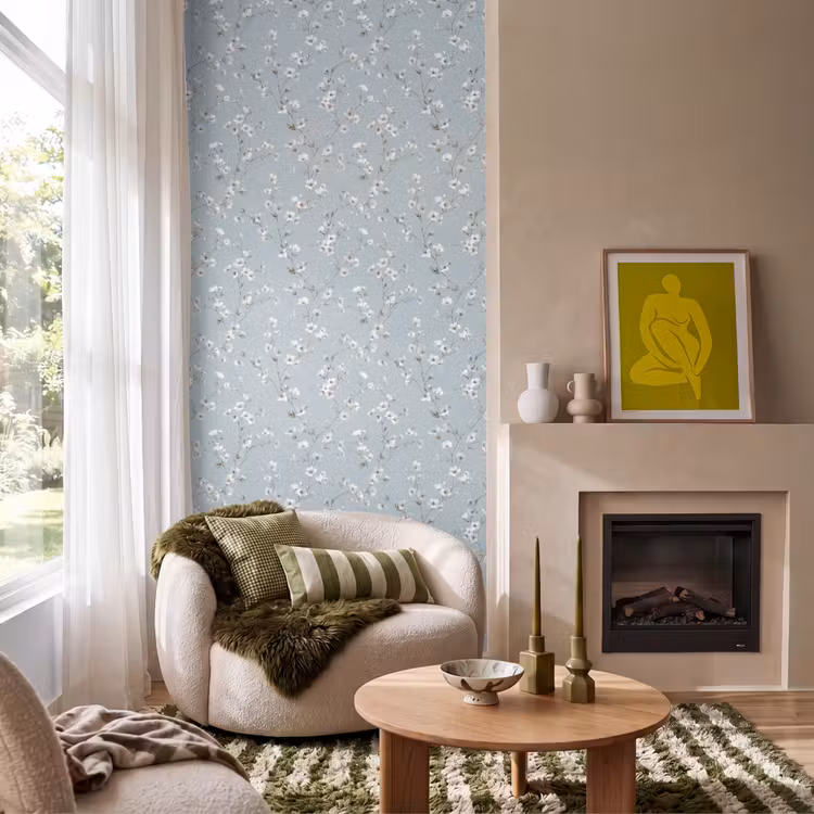 Behang - Klassiek - Bloemen - Blauw — 1