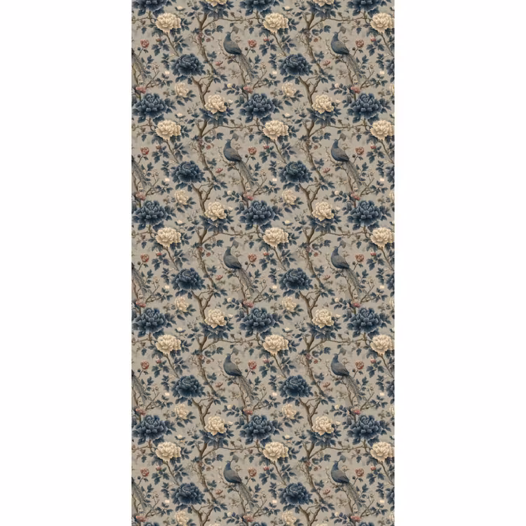 Behang - Pauw - Bloemen - Blauw — 2