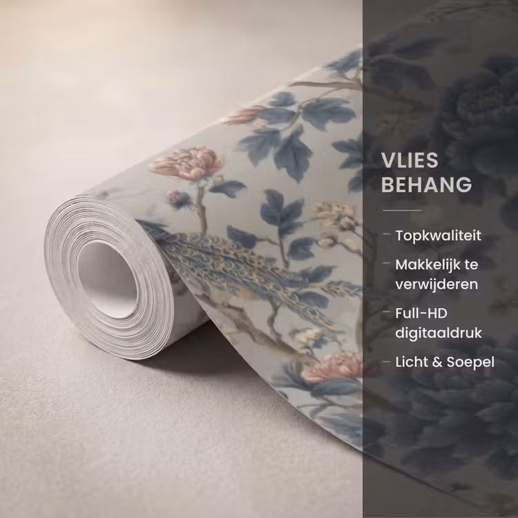 Behang - Pauw - Bloemen - Blauw — 3
