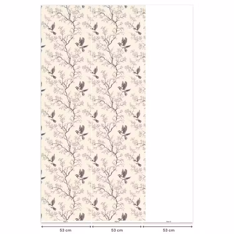 Behang - Takken - Vogels - Beige — 6