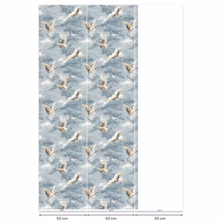 Behang - Wolken - Kraanvogels - Blauw — 6