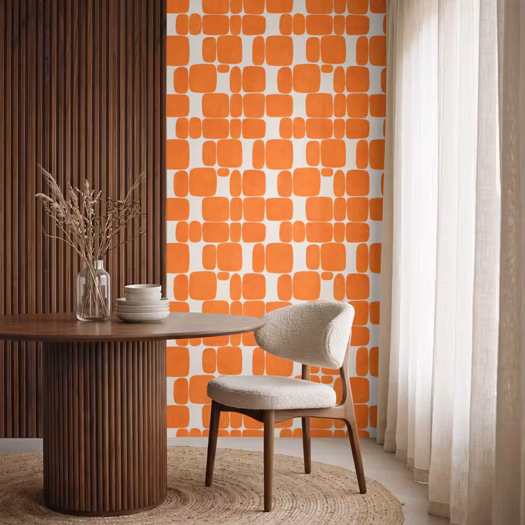 Behang - Patroon - Retro - Oranje — 4