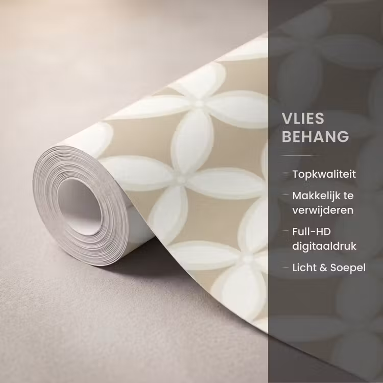 Behang - Symmetrisch - Motief - Beige — 3