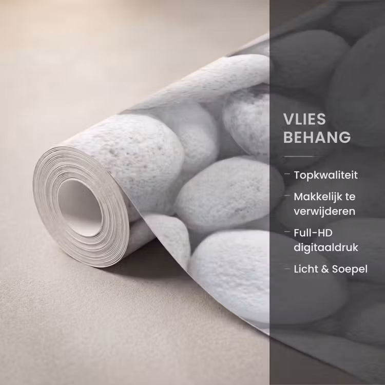 Behang - Steentjes - Grijs - Ovaal — 3