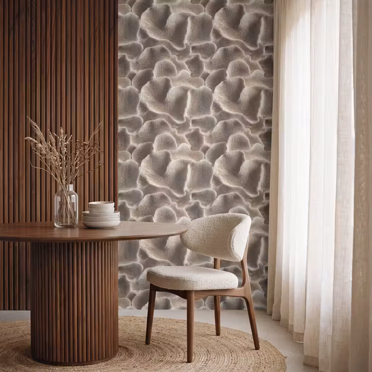 Behang - Waaiervorm - Beige - Vezel textuur — 4