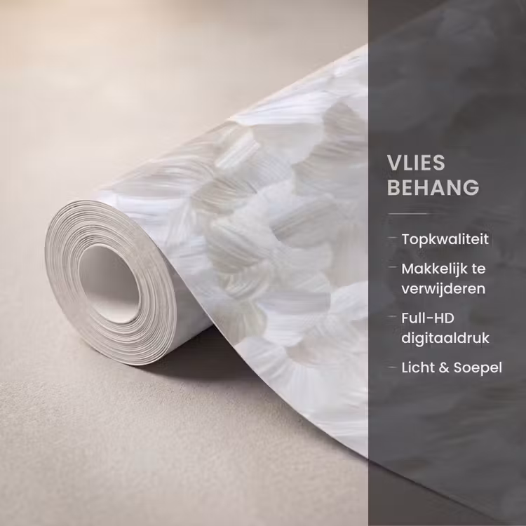 Behang - Wit - Penseelstreken - Reliëfeffect — 3