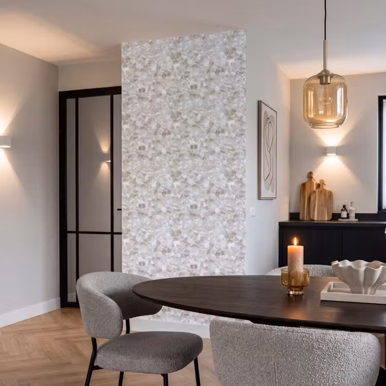 Behang - Wit - Penseelstreken - Reliëfeffect — 5
