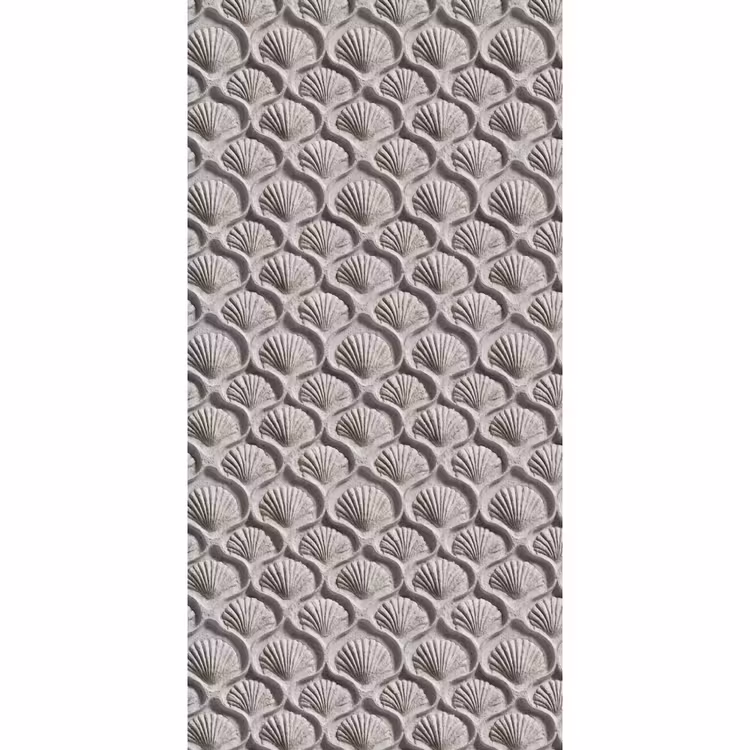 Behang - Zand - Schelpenvorm - Grijs — 2