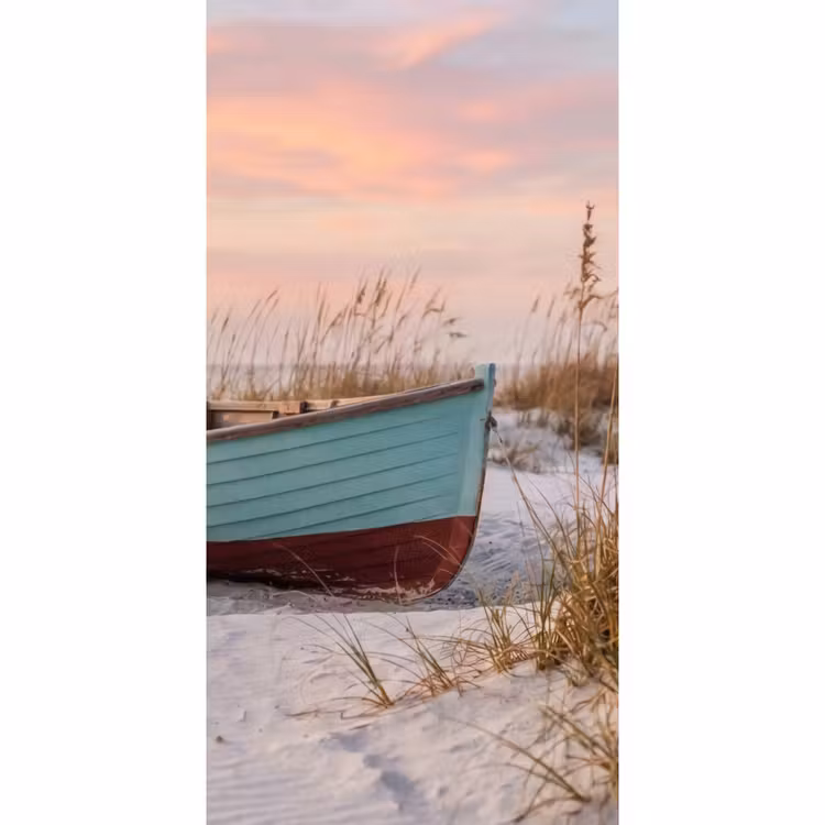 Behang - Rustiek - Roeiboot - Zandstrand — 2