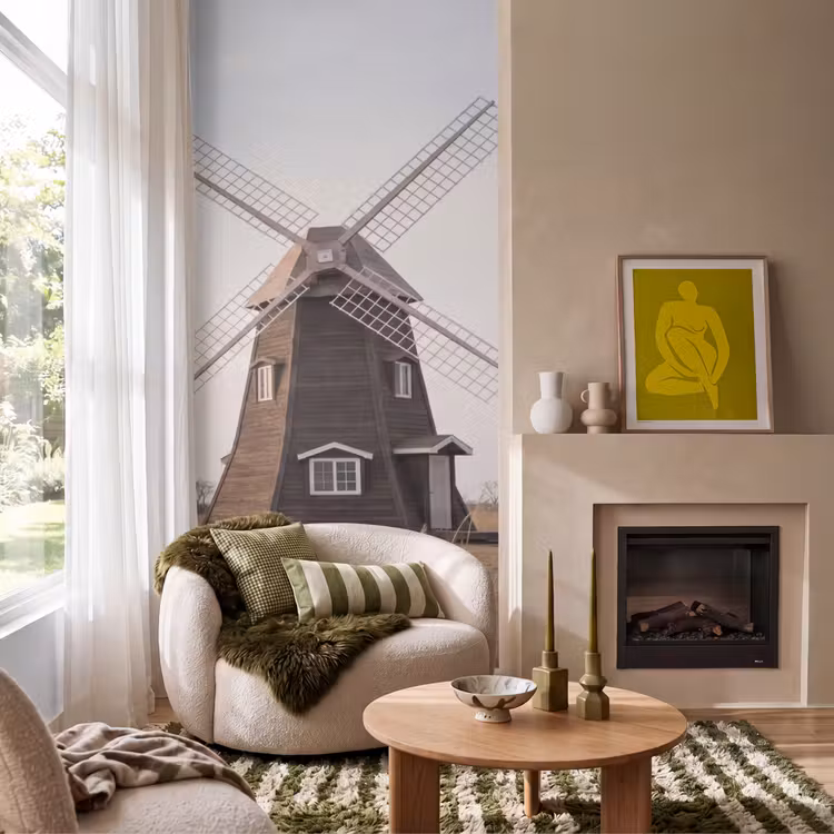 Behang - Windmolens - Landschap - Veld — 1