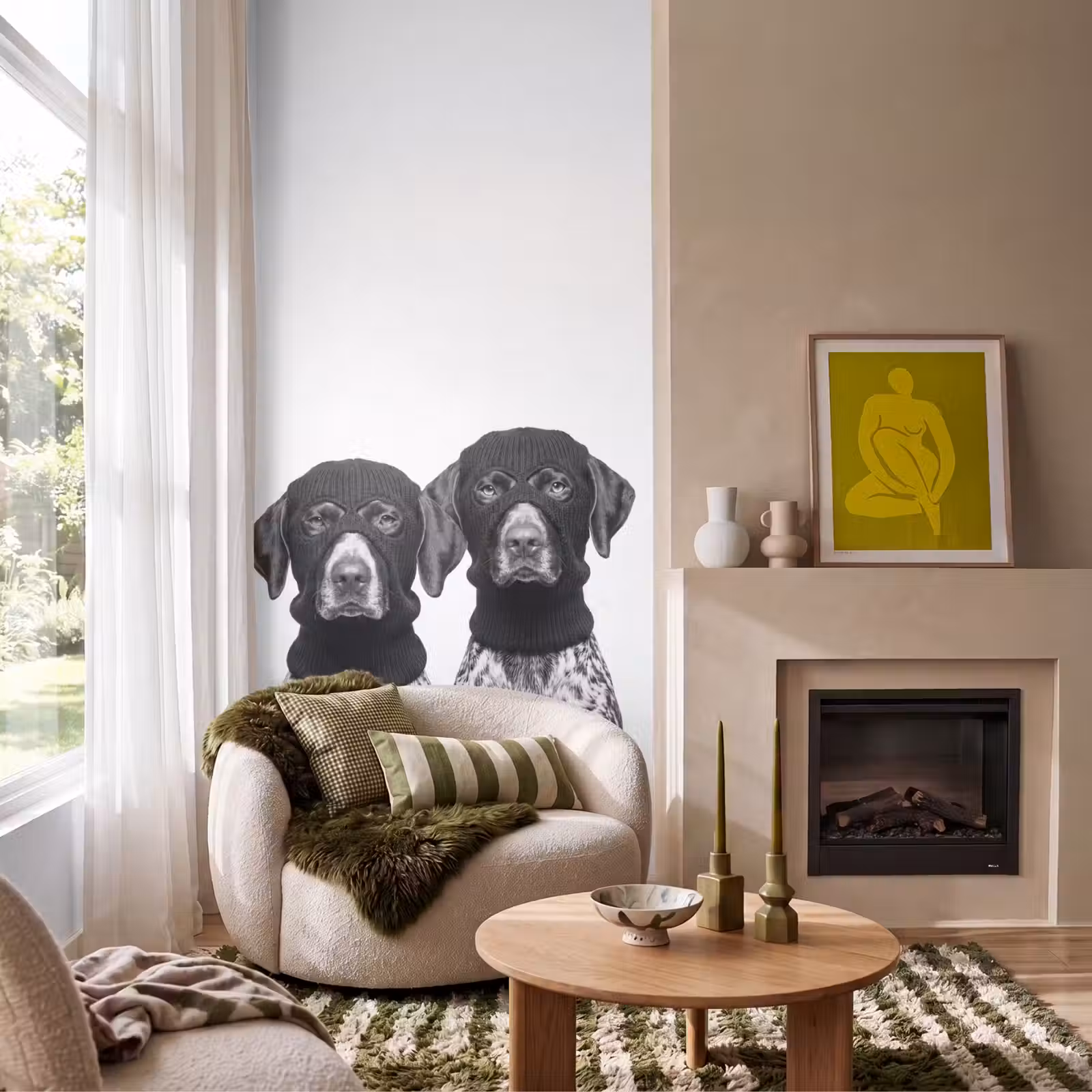 Behang - Honden - Bivakmuts - Zwart - wit — 1