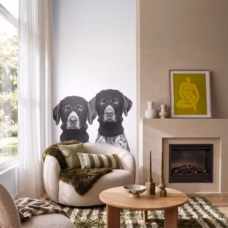 Behang - Honden - Bivakmuts - Zwart - wit — 1