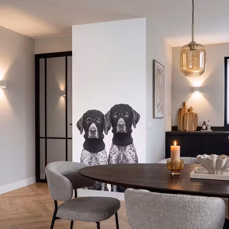 Behang - Honden - Bivakmuts - Zwart - wit — 5