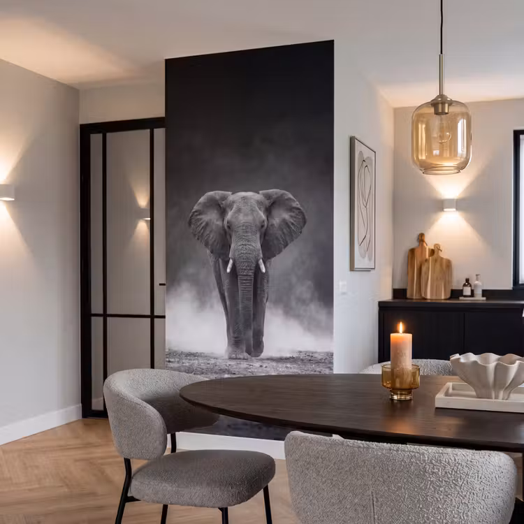 Behang - Olifant - Zwart - Wit - Rook — 5
