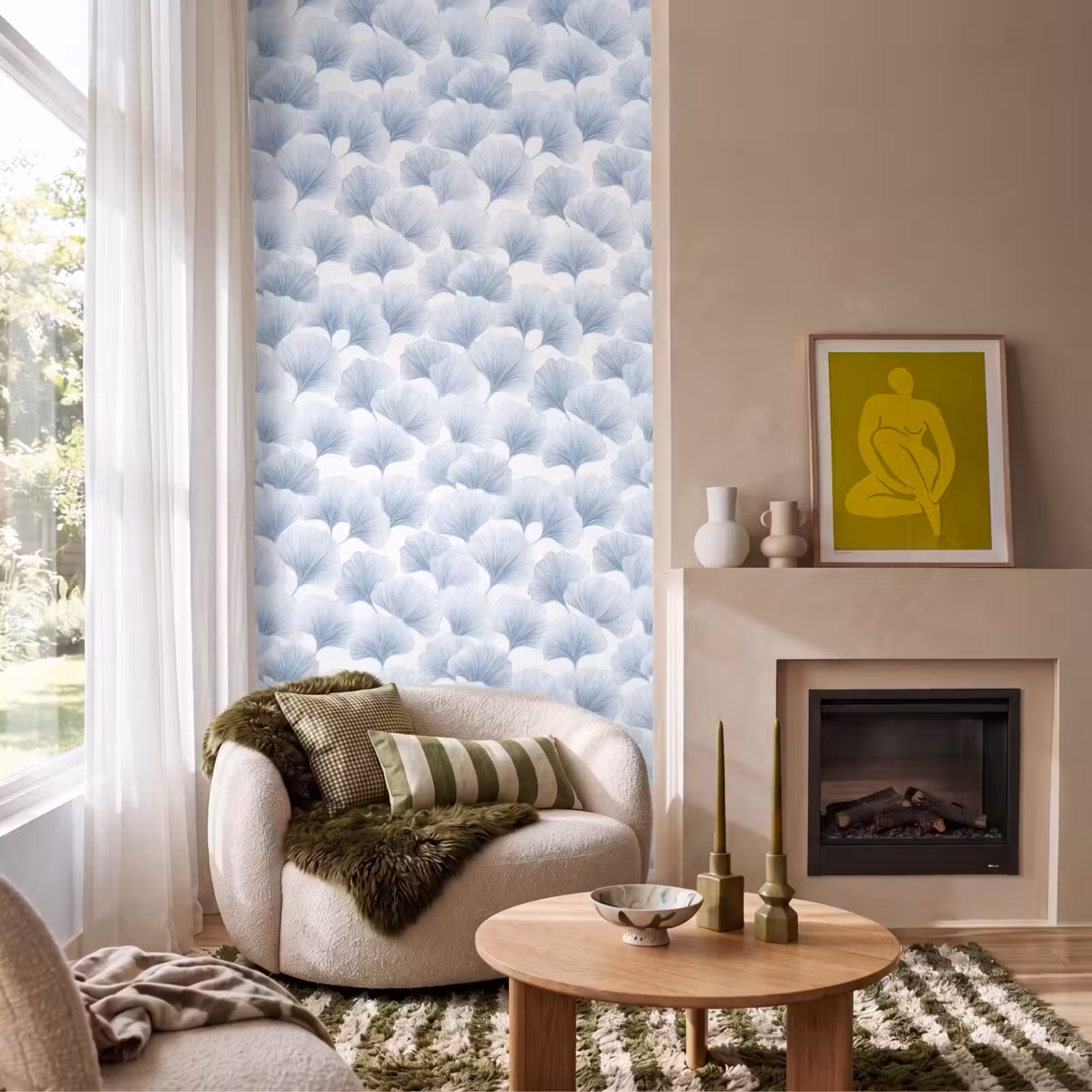Behang - Waaier - Modern - Blauw — 1