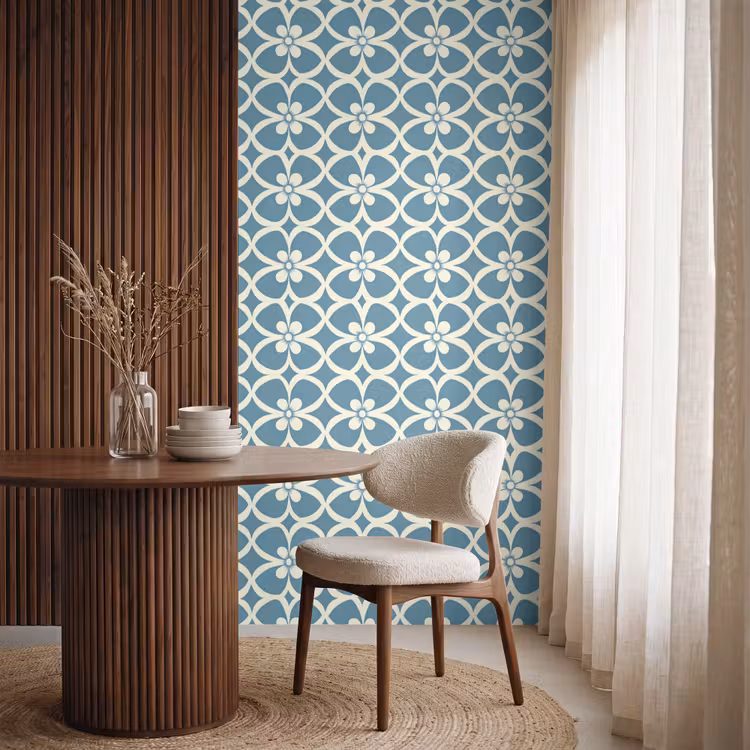 Behang - Patroon - Symmetrisch - Blauw — 4