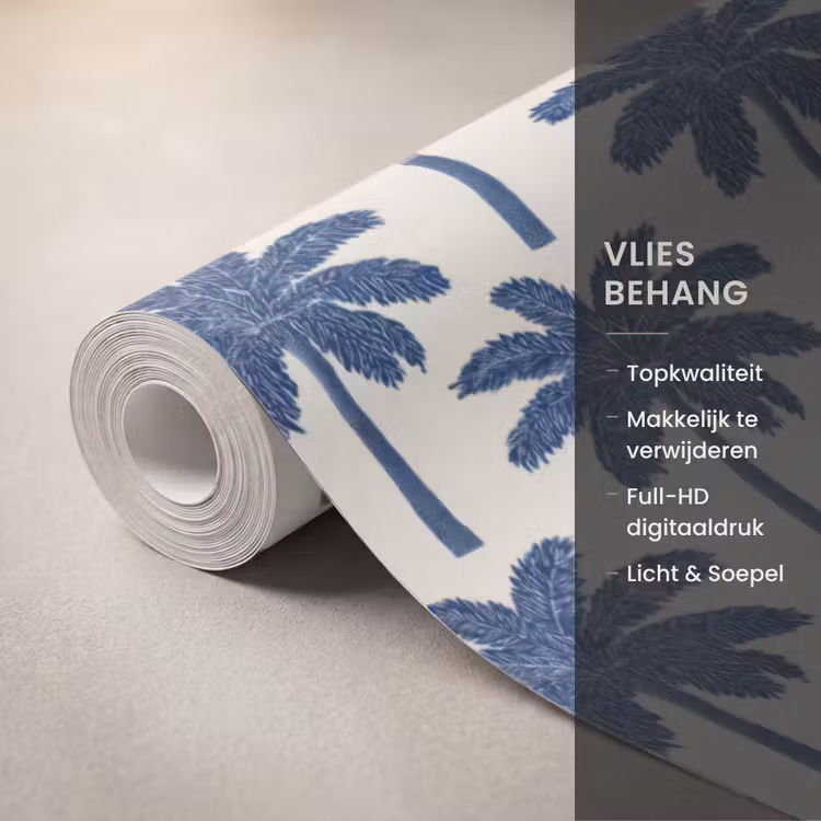 Behang - Symmetrisch - Palm - Blauw — 3