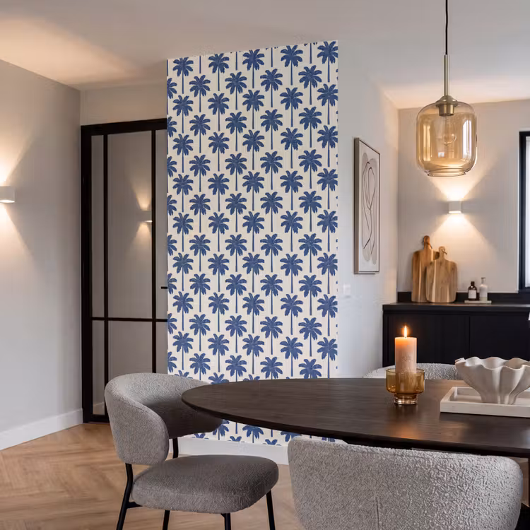 Behang - Symmetrisch - Palm - Blauw — 5