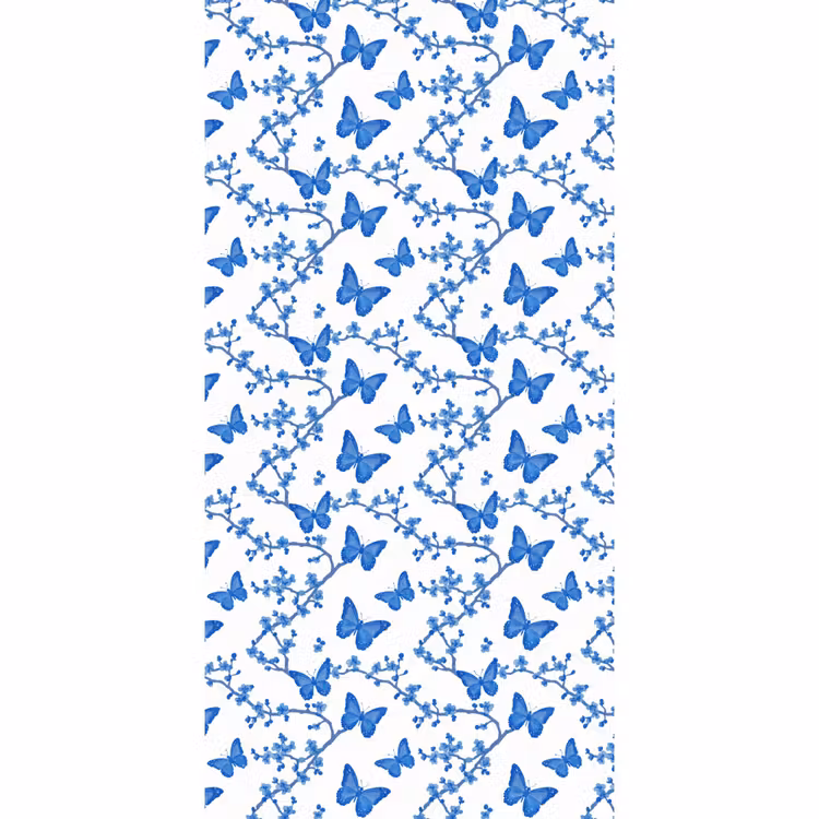 Behang - Vlinder - Bloemen - Blauw — 2