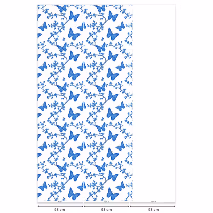 Behang - Vlinder - Bloemen - Blauw — 6