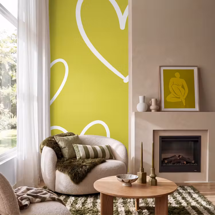 Behang - Groen - Hartjes - Wit — 1