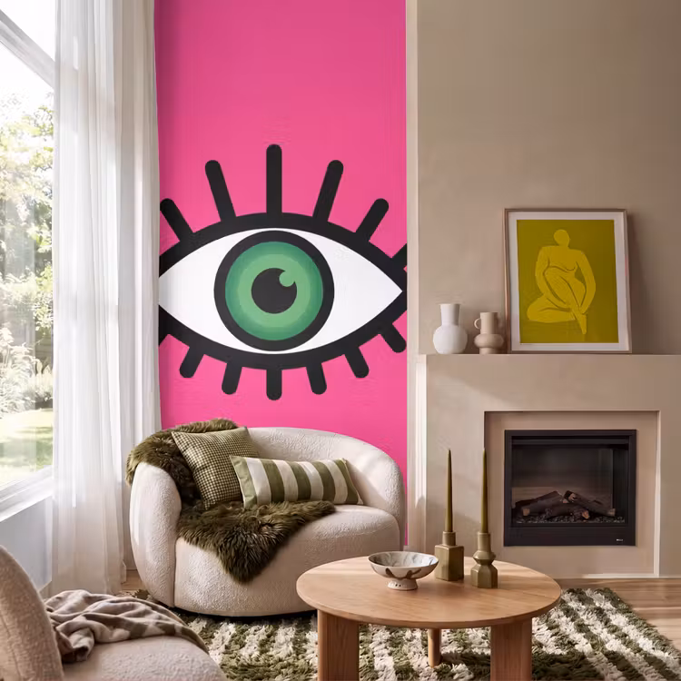 Behang - Minimalistisch - Oog - Roze — 1