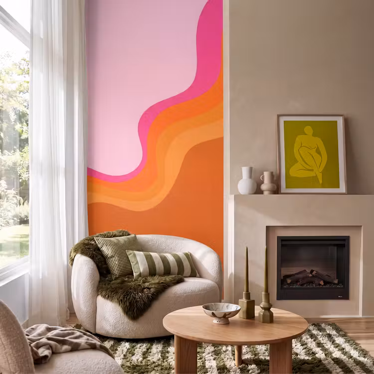 Behang - Retro - Waves - Kleurrijk — 1