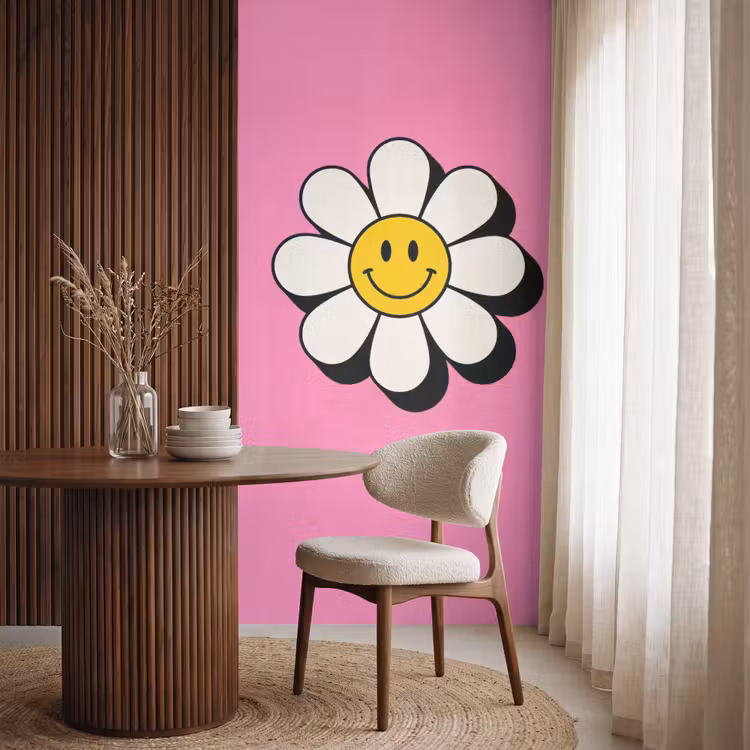 Behang - Smiley - Bloem - Roze — 4