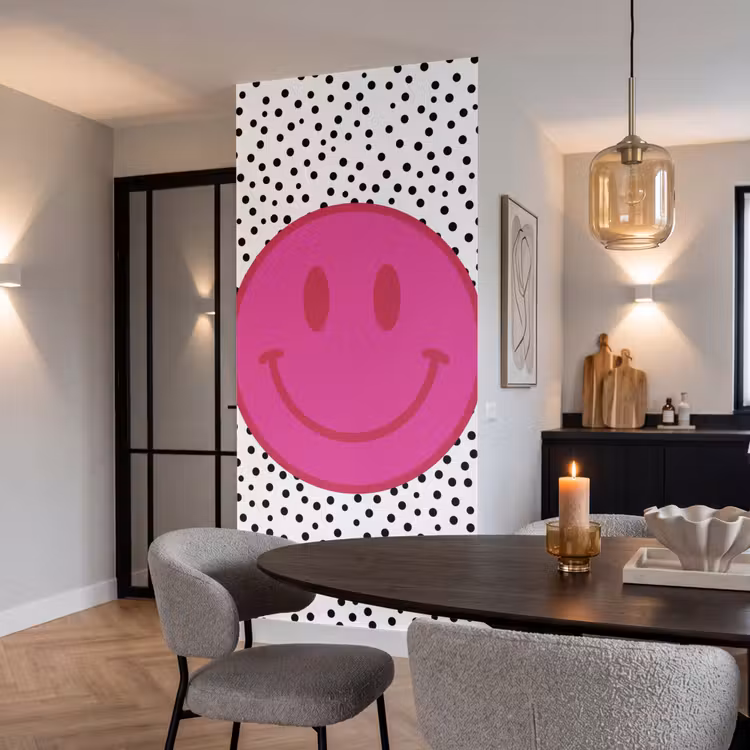 Behang - Smiley - Roze - Stippen — 5