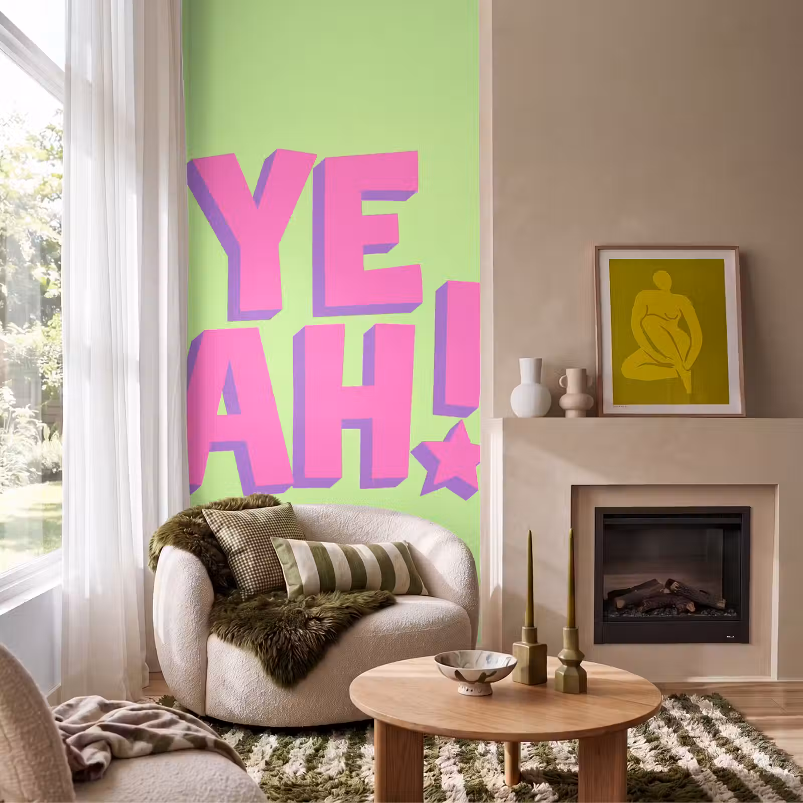 Behang - Groen - Neon - Quote — 1