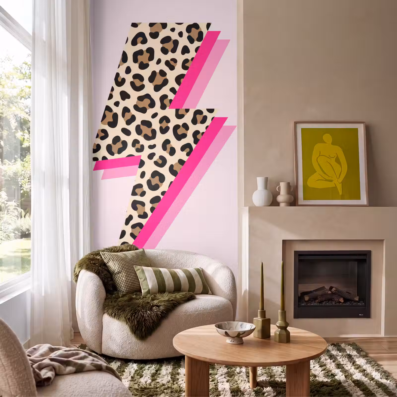 Behang - Stippen - Roze - Bliksem — 1