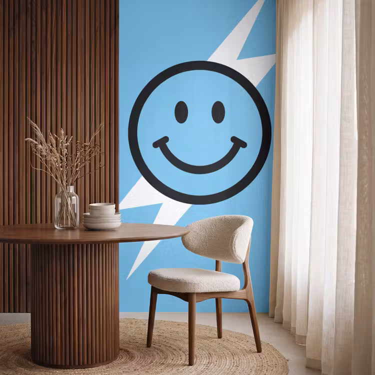 Behang - Smiley - Blauw - Bliksem — 4