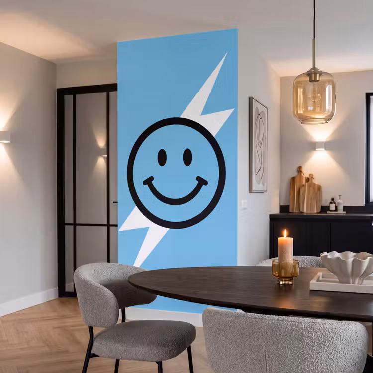 Behang - Smiley - Blauw - Bliksem — 5