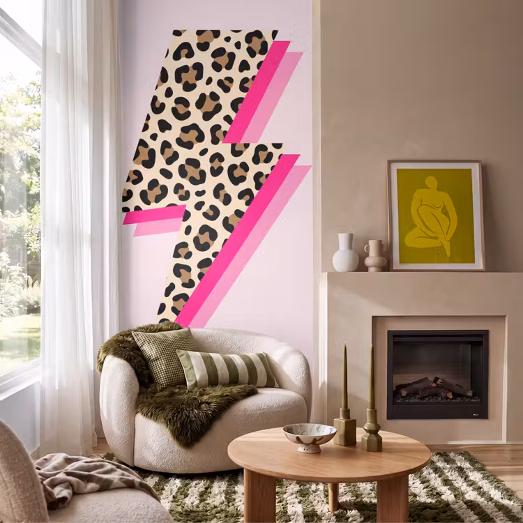 Behang - Stippen - Roze - Bliksem — 1