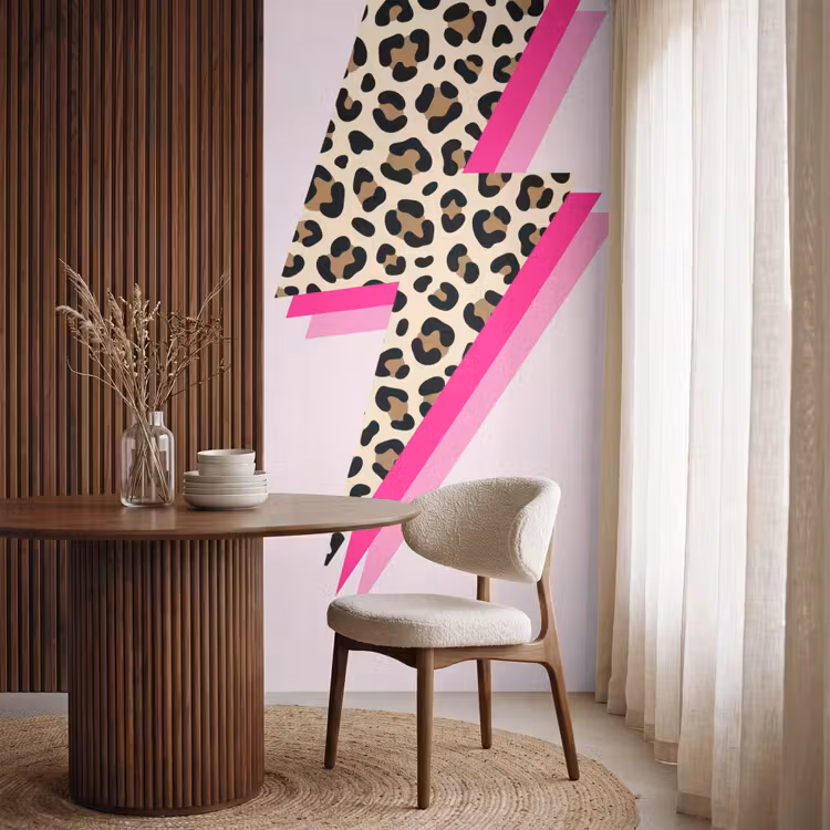Behang - Stippen - Roze - Bliksem — 4