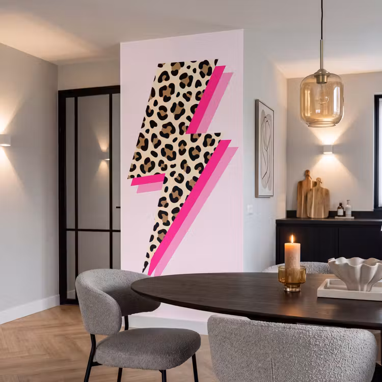 Behang - Stippen - Roze - Bliksem — 5