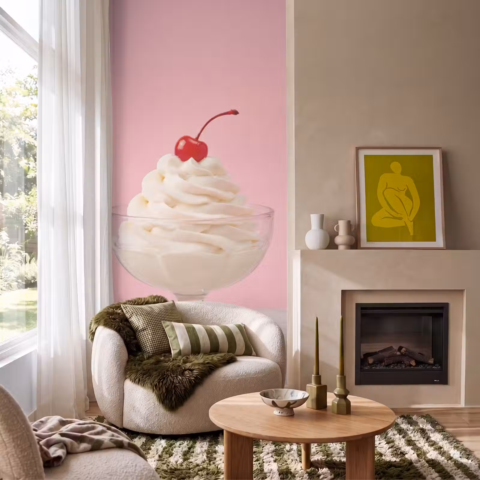 Behang - Kers - Slagroom - Roze — 1