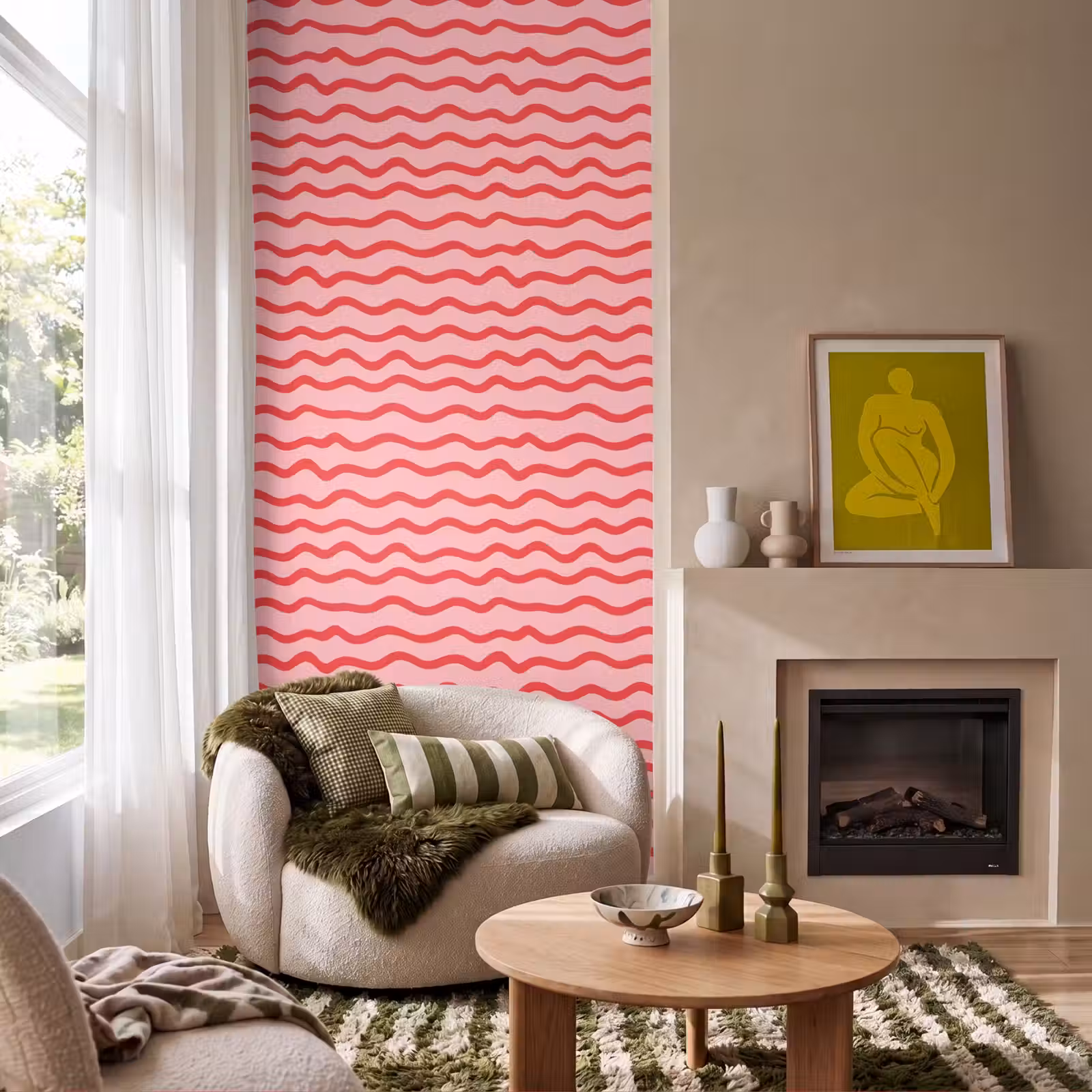 Behang - Speels - Patroon - Rood — 1