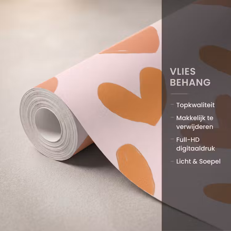 Behang - Hartjes - Getekend - Oranje — 3